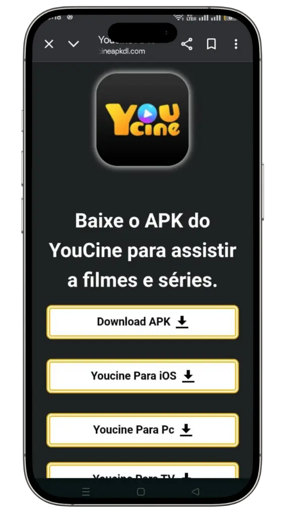 Acesse youcineapkdl.com e clique em baixar apk