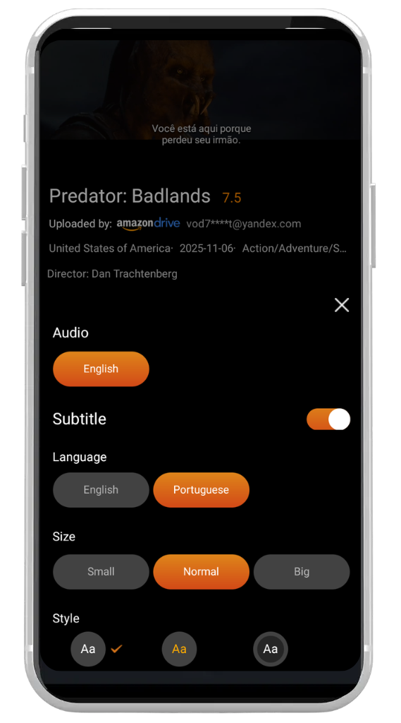 Legendas em vários idiomas